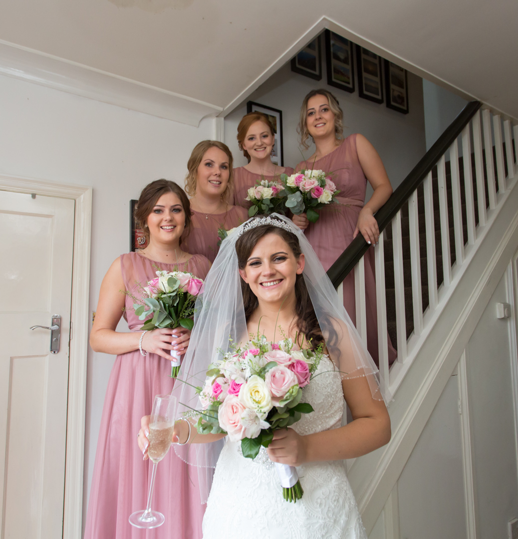 The Bride & Bridesmaids photographed in Eastcote Middlesex by Linda Durham of Pinner Wedding Photograph