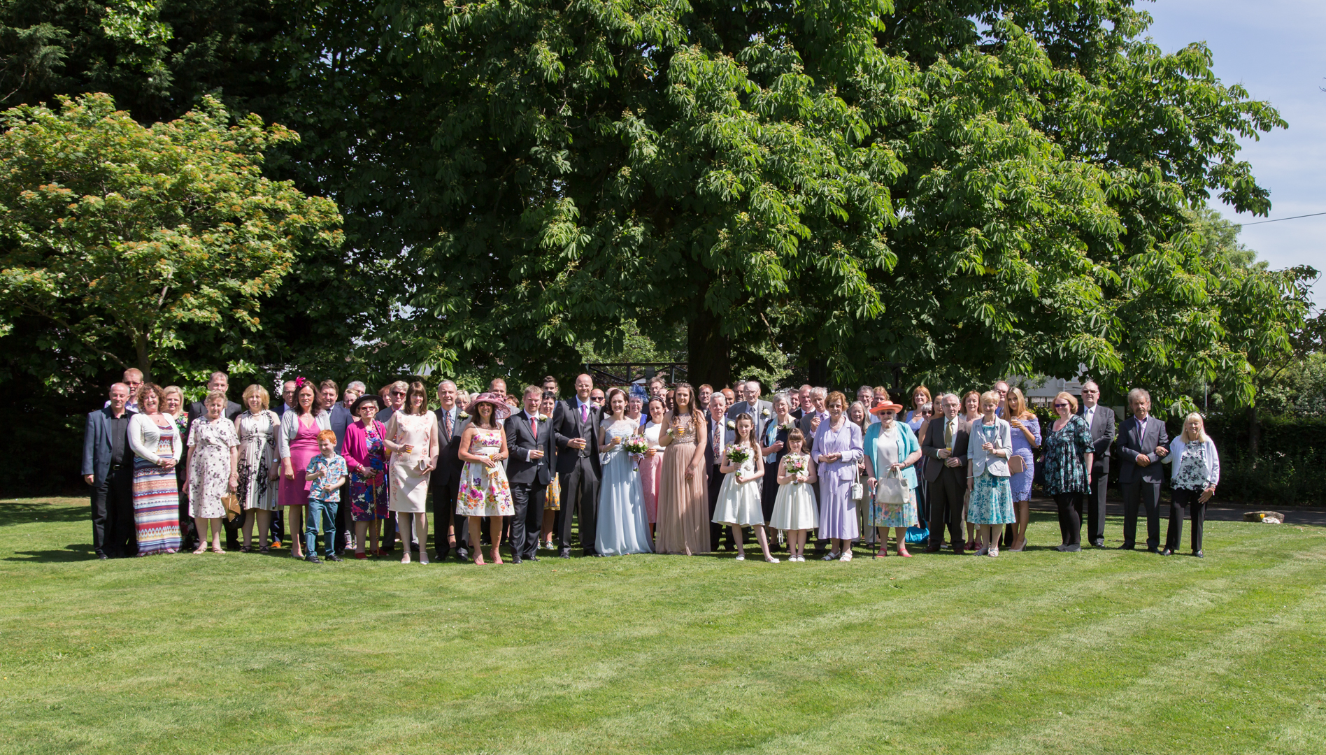 The Big Group Shot for Phil & Julie at The Cavendish in Eastcote, Middlesex by Tim Durham of Pinner Wedding Photography. Wedding photographer in Harrow and wedding photographer in Ruislip.