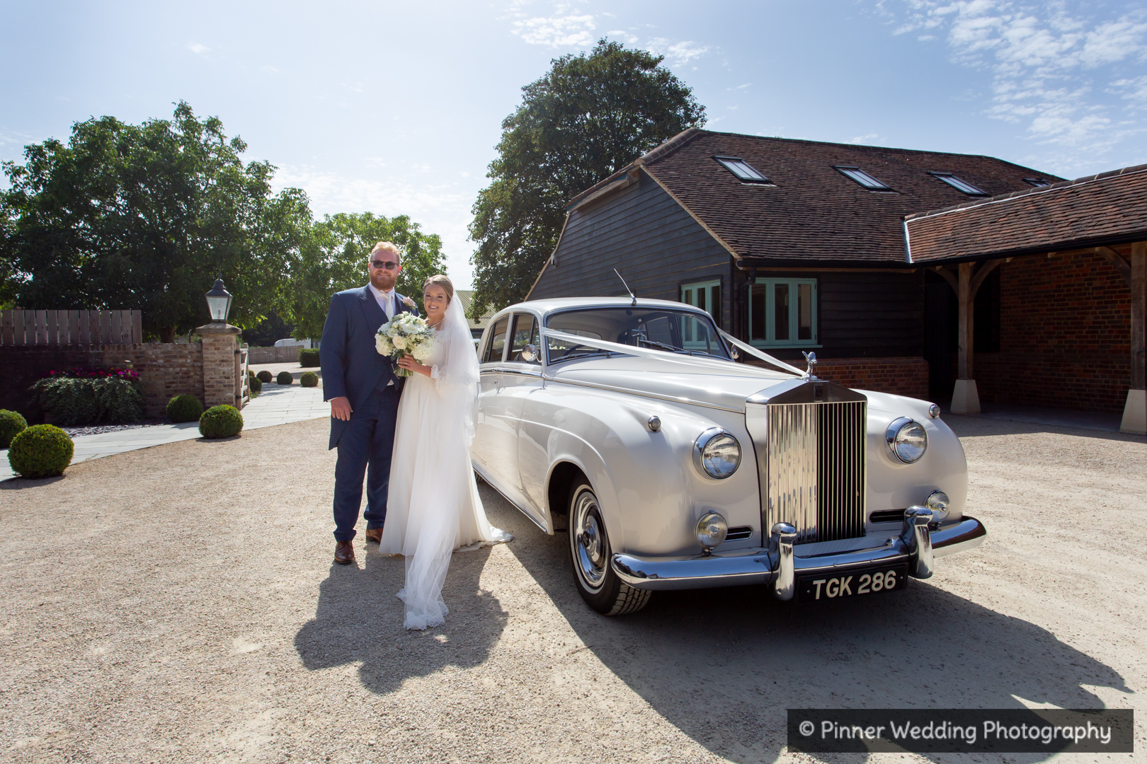 Bride-Groom-Wedding-Car-Mickelfield Hall-Sarratt-Hertfordshire